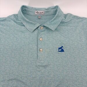 Peter Millar Summer Comfort Polo Shirt Mens XXL Aqua Blue Gingham Golf